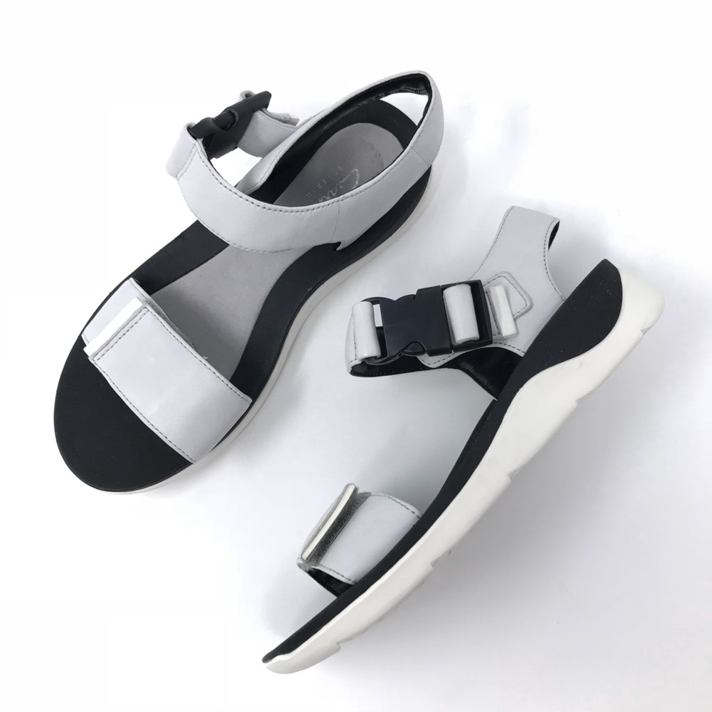 Clark’s ankle strap sandals gray black open toe - Picture 1 of 7